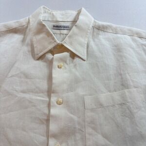 Bullock & Jones Linen Shirt Men XL White Short Sleeve Button Down Relaxed Summer
